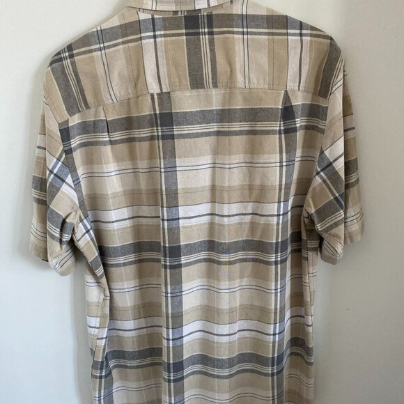 HAGGAR CLOTHING Linen Blend Casual Button-Down SHORT SLEEVE Shirt  Men Size M - Picture 2 of 5